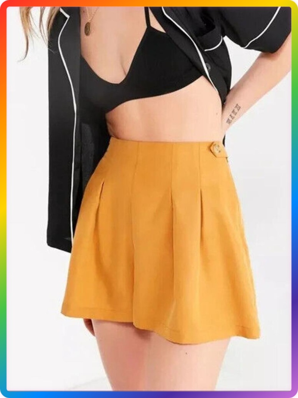 Urban Outfitters Utopia Pleated High Rise Shorts SIZE 6 Orange Side Zip 28